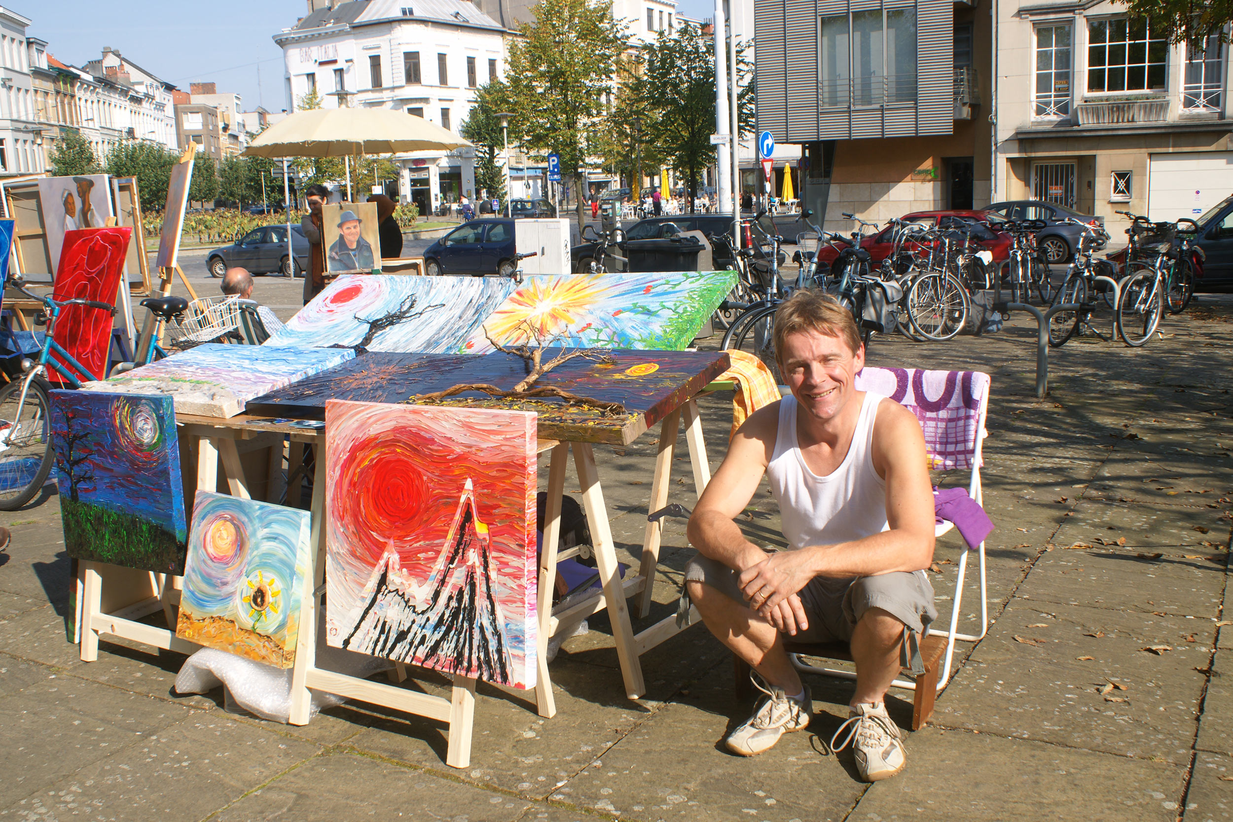 Erik Tanghe during a open air artfair in Antwerp
