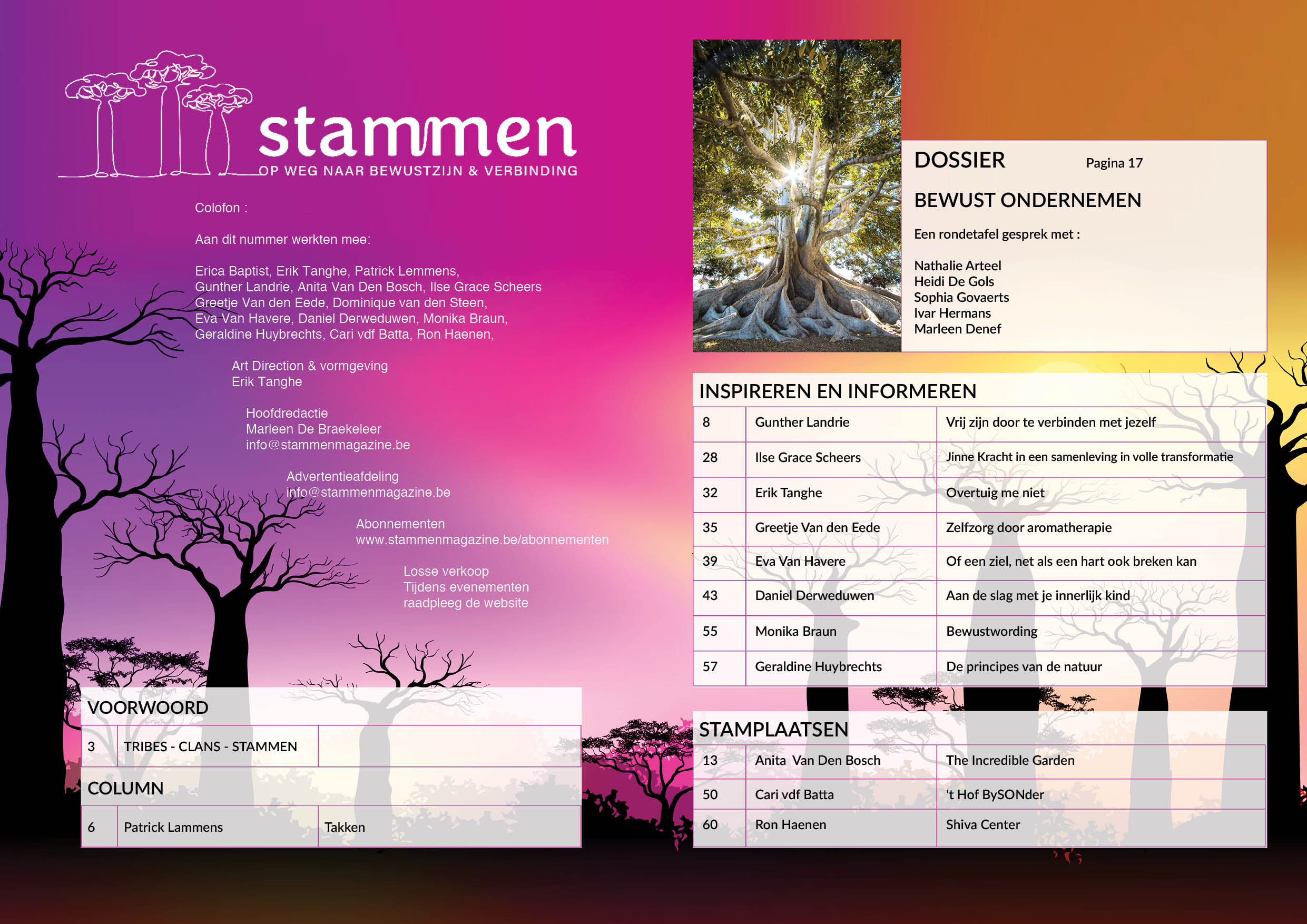 content page of Stammen' magazine