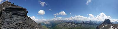 Strangly shaped tress on the ridhe of the Piz Blaisun, Albula Alps, Switzerland