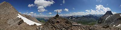 Strangly shaped rocks looking like a rotten tree on the ridge of Piz Blaisun, Albula Alps, Switzerland