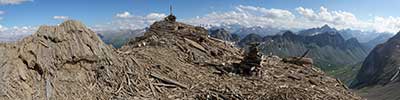 Strangly shaped rocks looking like a rotten tree on the ridge of Piz Blaisun, Albula Alps, Switzerland